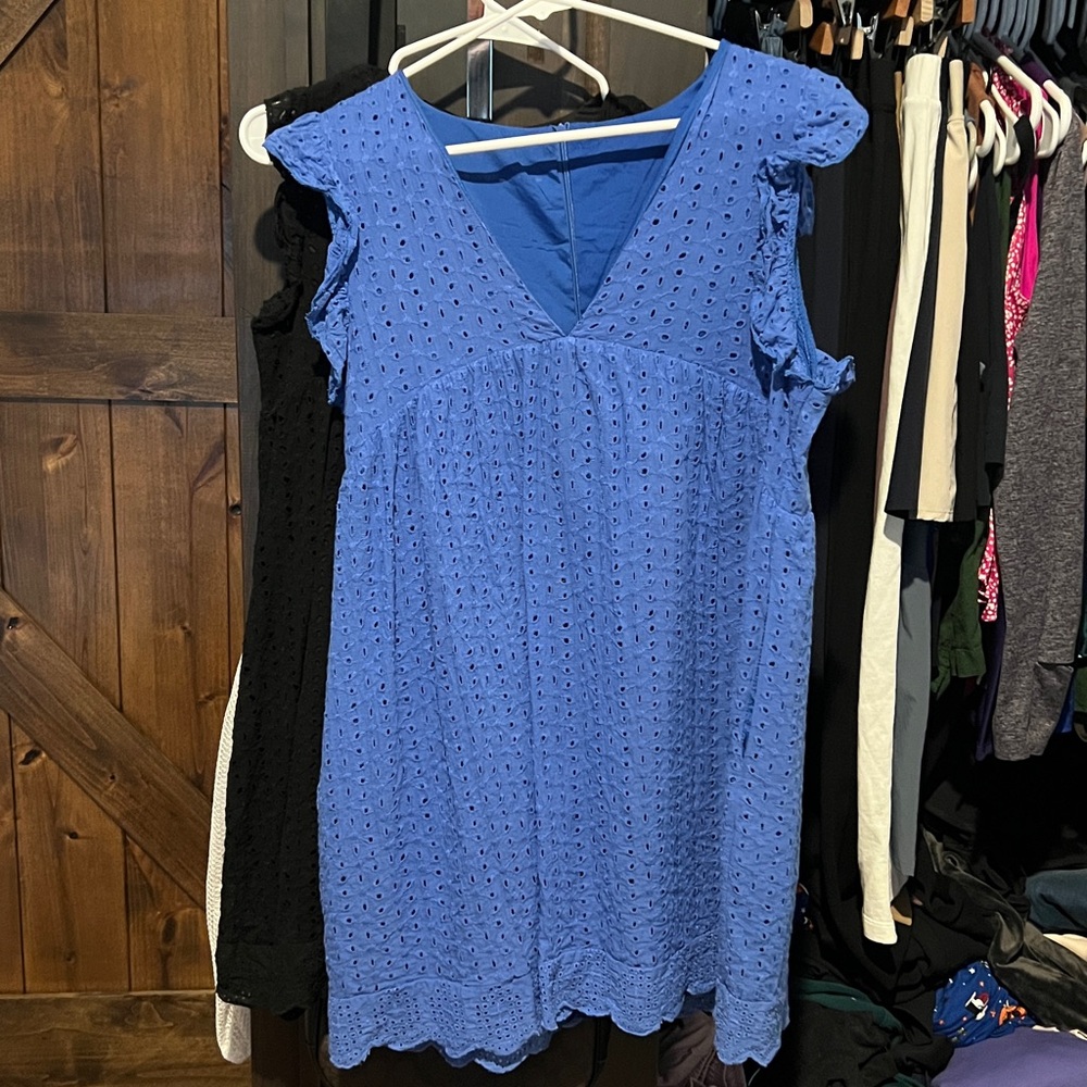 Blue Eyelet Sleeveless Dress